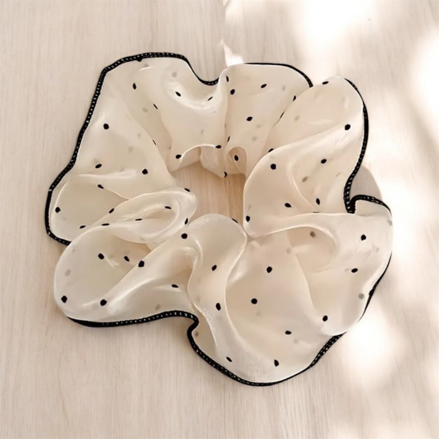 Parisian Chic 3-Pack Satin Hair Scrunchies – French Style Polka Dot Design