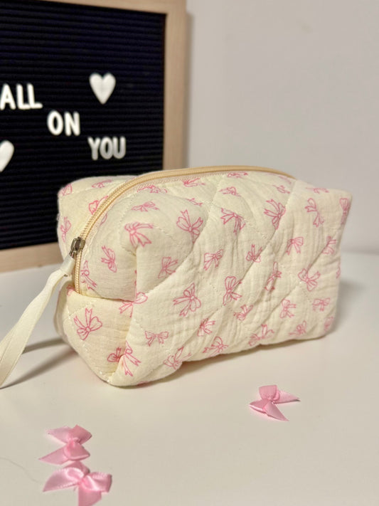 Makeup Bag – Travel Cosmetic Pouch with Bow Print