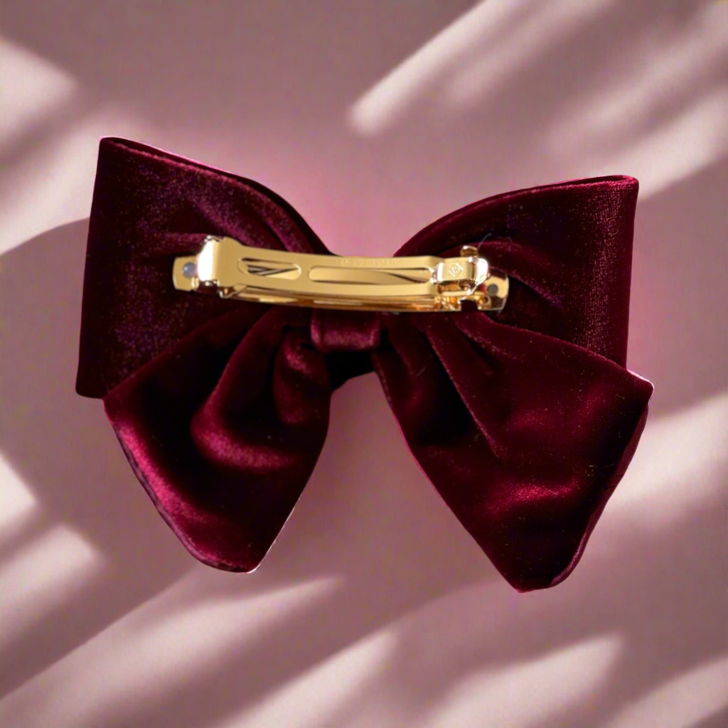 Red Burgundy Velvet Barrette Hair Clip: Sophisticated & Luxurious Hair Accessory