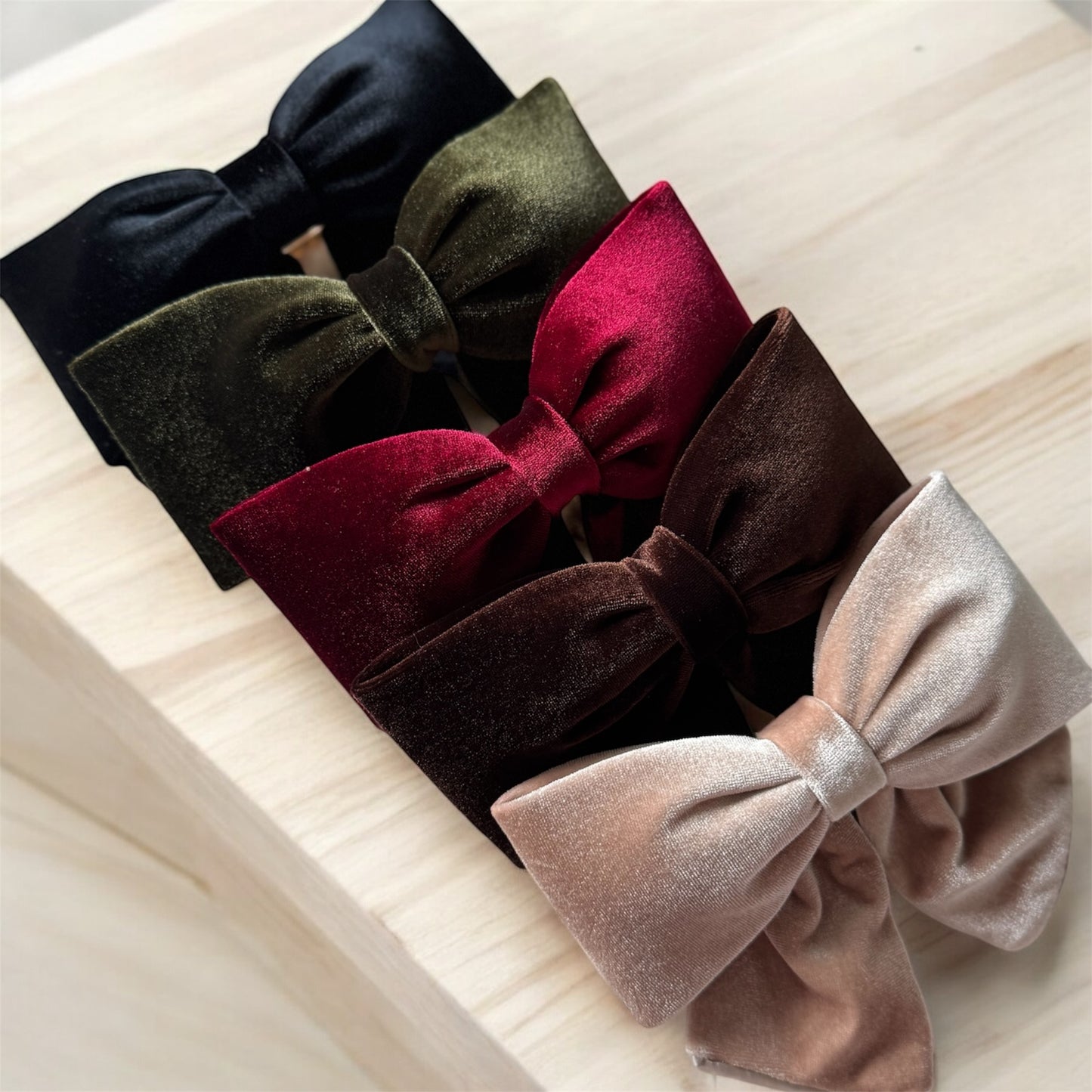 Black Elegant Velvet Hair Bow Clip | Valentine’s Gift Idea in Black, Burgundy, Red, Green, Brown, Beige | Chic Hair Accessory