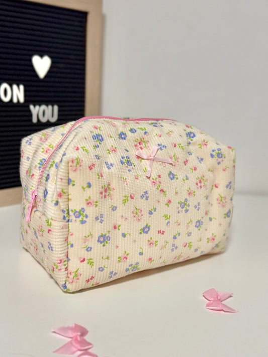 Makeup Bag – Small Travel Cosmetic Pouch with Flower Print