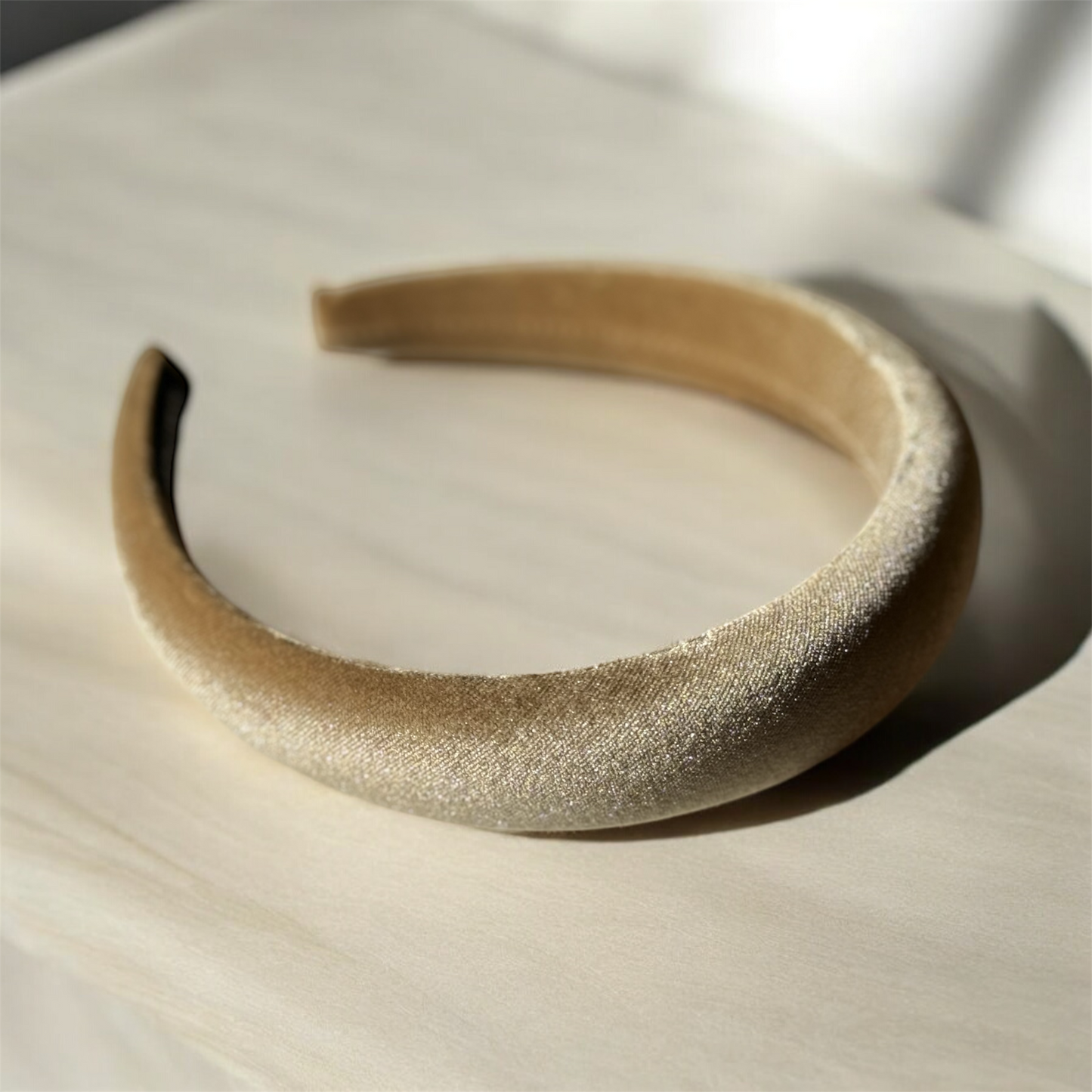Khaki Gold Velvet Headband: Luxurious & Soft Hair Accessory