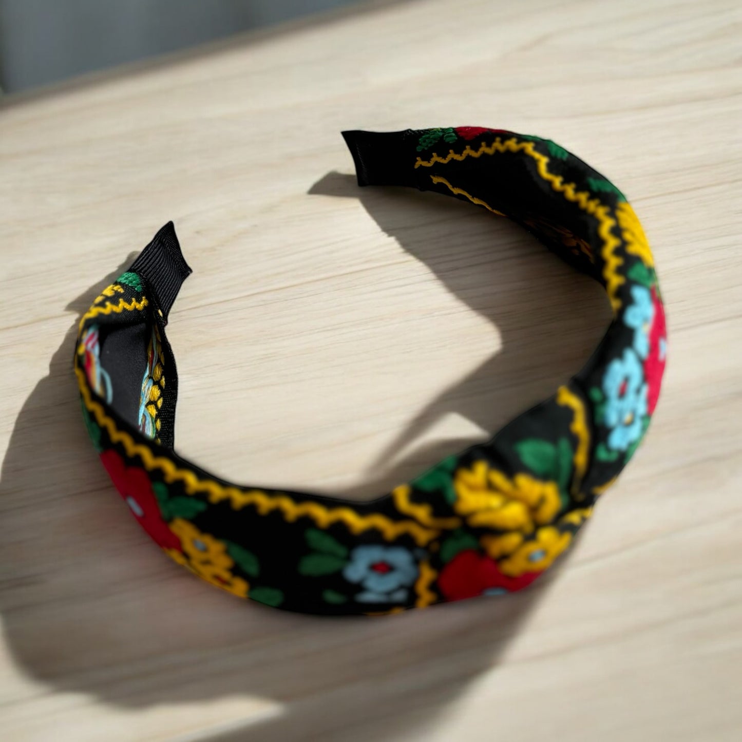 Bohemian Blossom Headband – Handmade Knotted Hairband with Floral Pattern