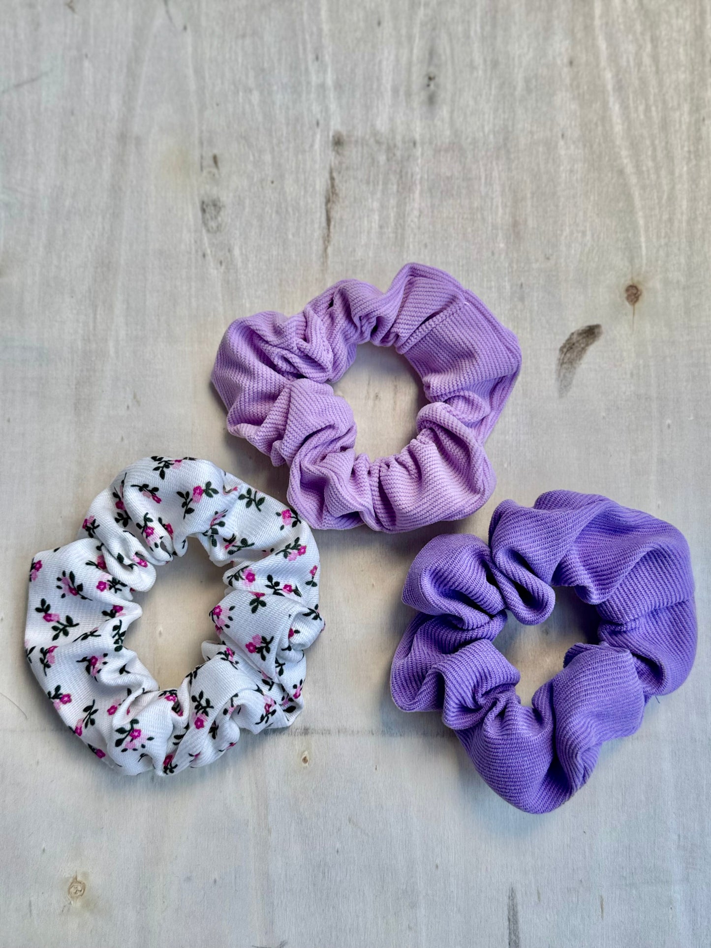 Set of 3 Purple Scrunchies – Stylish & Versatile Hair Accessories