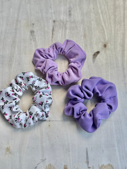 Set of 3 Purple Scrunchies – Stylish & Versatile Hair Accessories